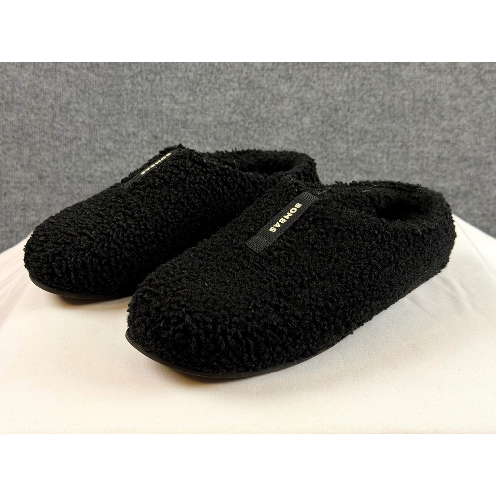 Bombas Sunday Slippers Black Sherpa Fleece Slip On Mule Shoes Womens 7 Mens 5.5 - Picture 2 of 6